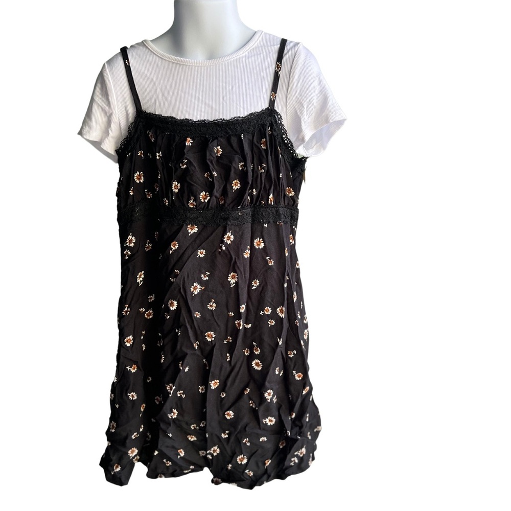 Girls Art Class Black Flower 2 Piece Dress Sleeveless S 6/7
